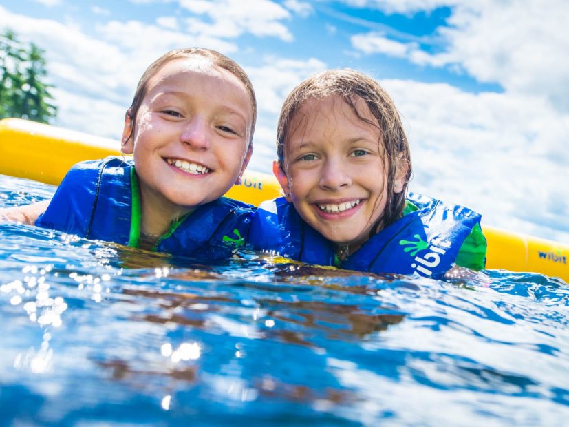 young girls swimming