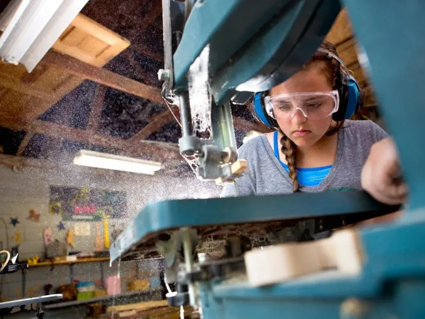 girl woodworking