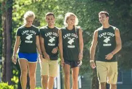 four counselors walking in a line