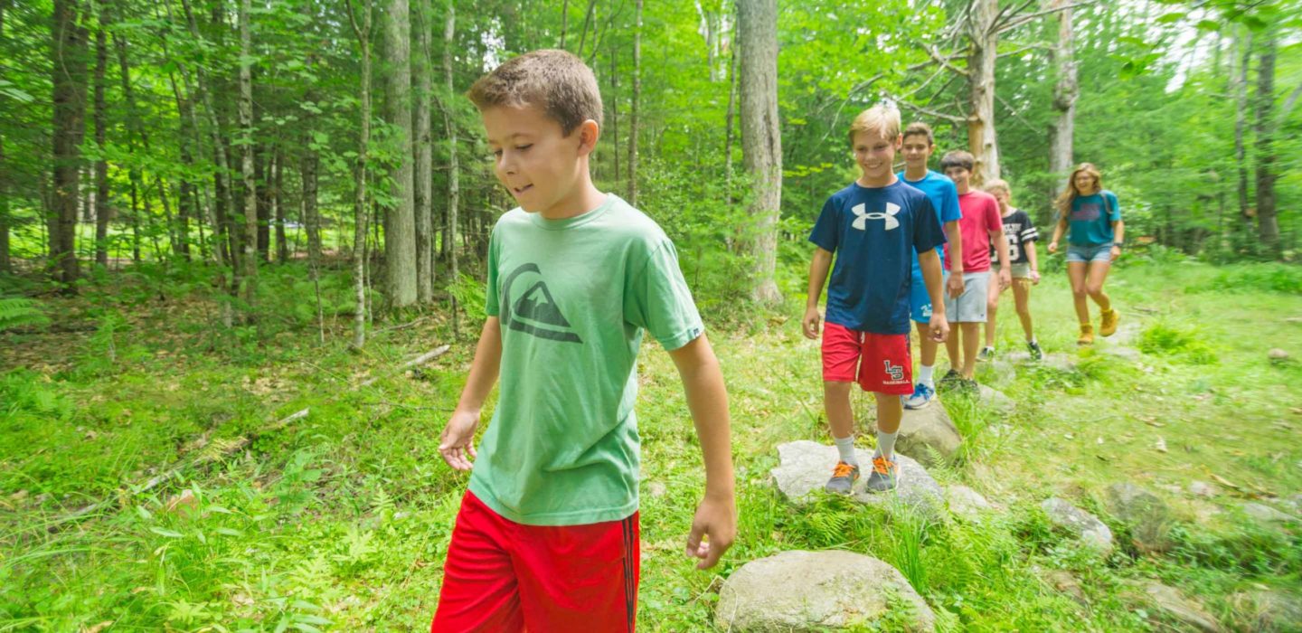 kids hiking at summer camp