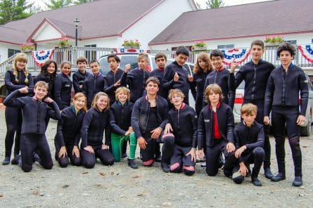 group of campers at scuba diving training