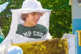 boy in bee keeper suit